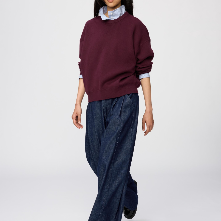 Uniqlo Хлопковый свитер с круглым вырезом