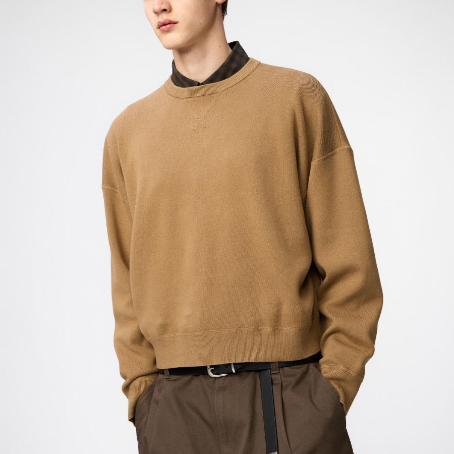 Uniqlo Хлопковый свитер с круглым вырезом