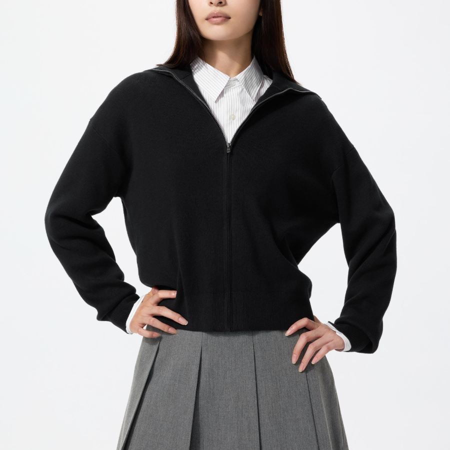 Uniqlo Кардиган из гладкого хлопка на молнии