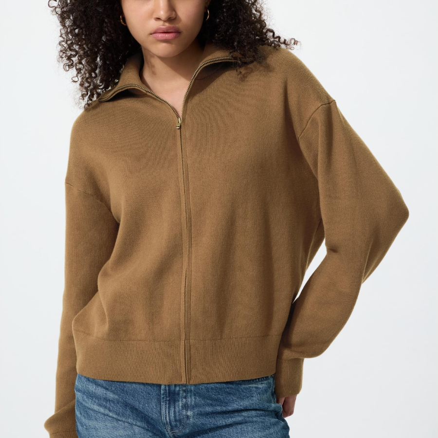 Uniqlo Кардиган из гладкого хлопка на молнии