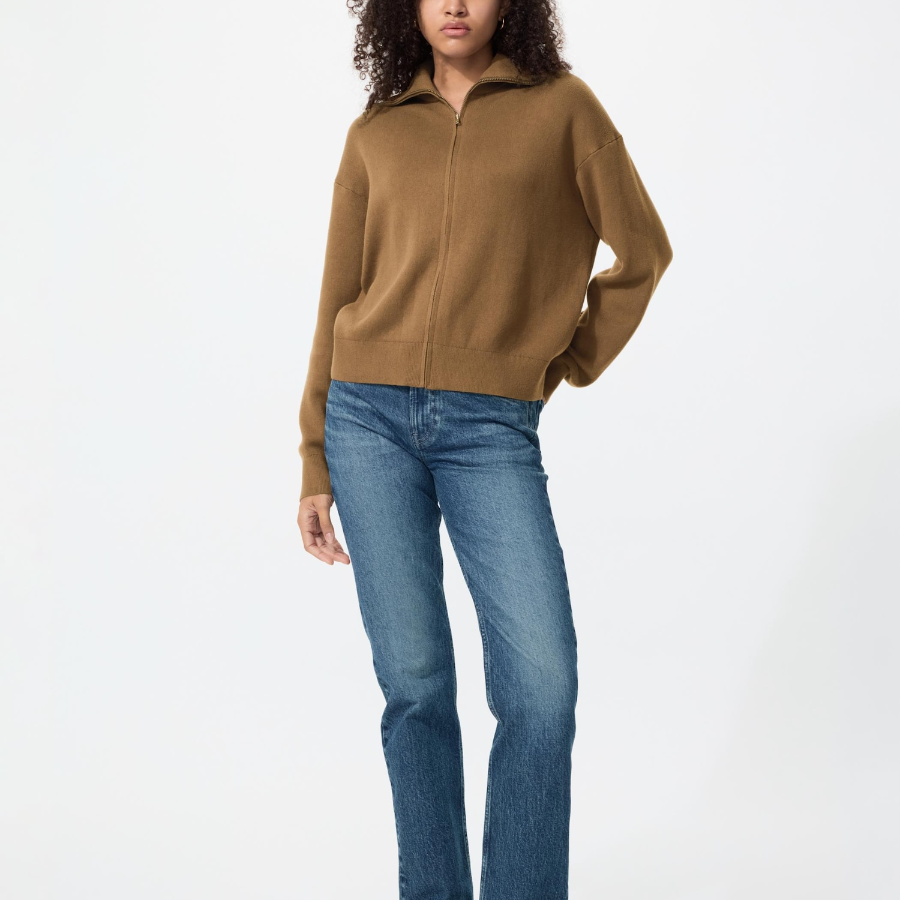 Uniqlo Кардиган из гладкого хлопка на молнии