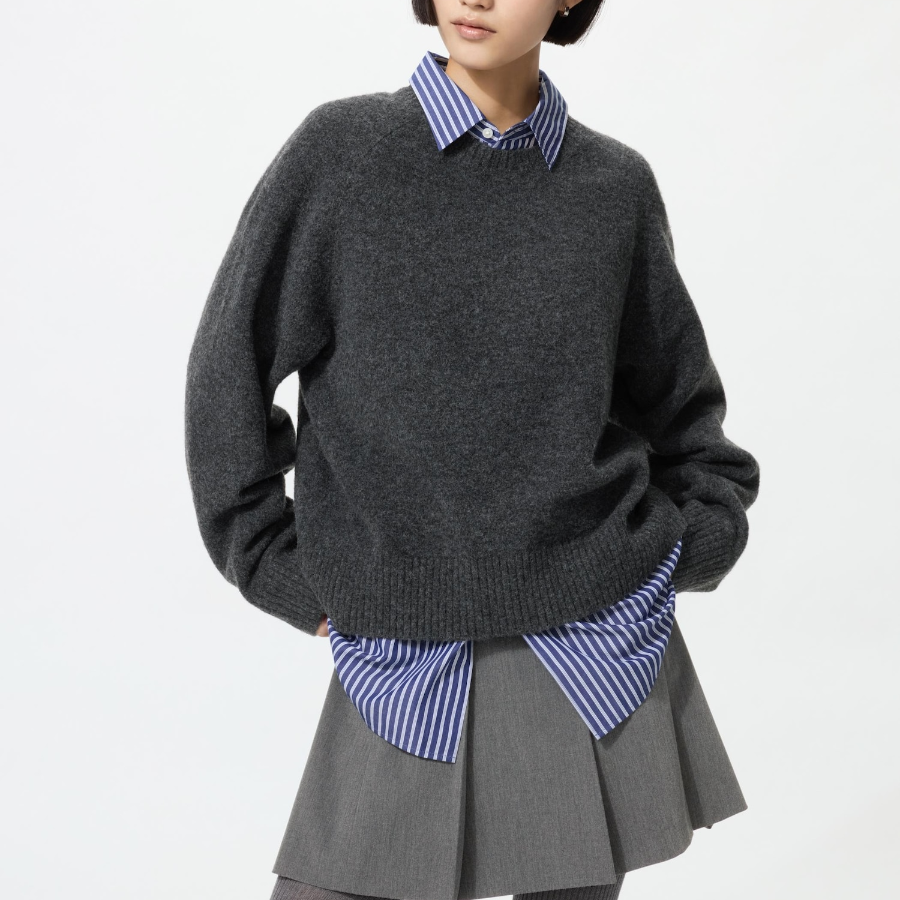 Uniqlo Свитер из пряжи «суфле» с круглым вырезом