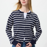 Uniqlo Полосатый кардиган с круглым вырезом и защитой от УФ-лучей