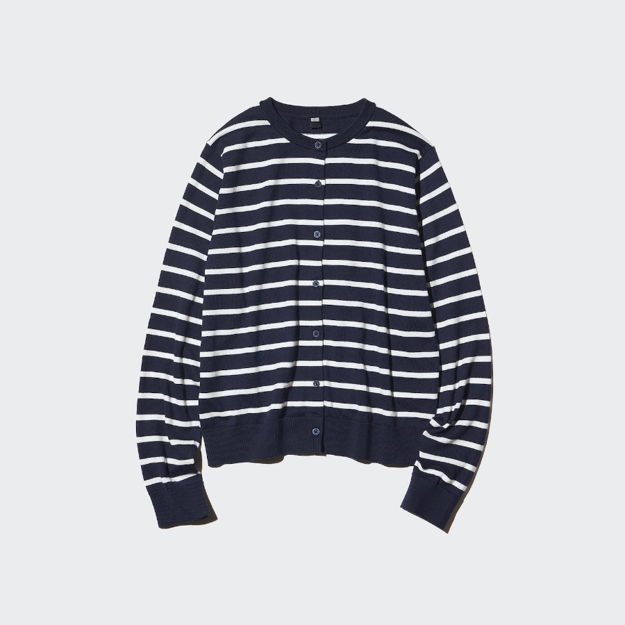 Uniqlo Полосатый кардиган с круглым вырезом и защитой от УФ-лучей