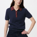Uniqlo Трикотажное поло с короткими рукавами и контрастными вставками