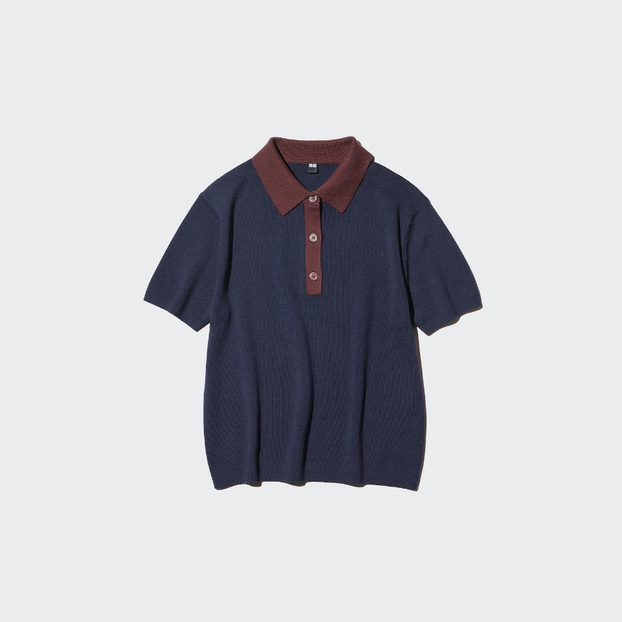 Uniqlo Трикотажное поло с короткими рукавами и контрастными вставками