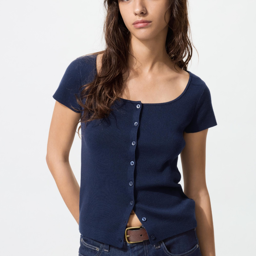 Uniqlo Кардиган с круглым вырезом и короткими рукавами