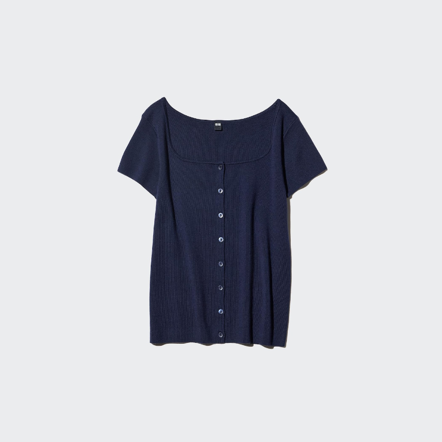 Uniqlo Кардиган с круглым вырезом и короткими рукавами