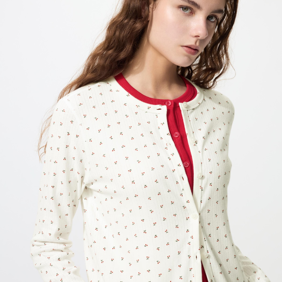 Uniqlo Кардиган с ажурным узором и принтом