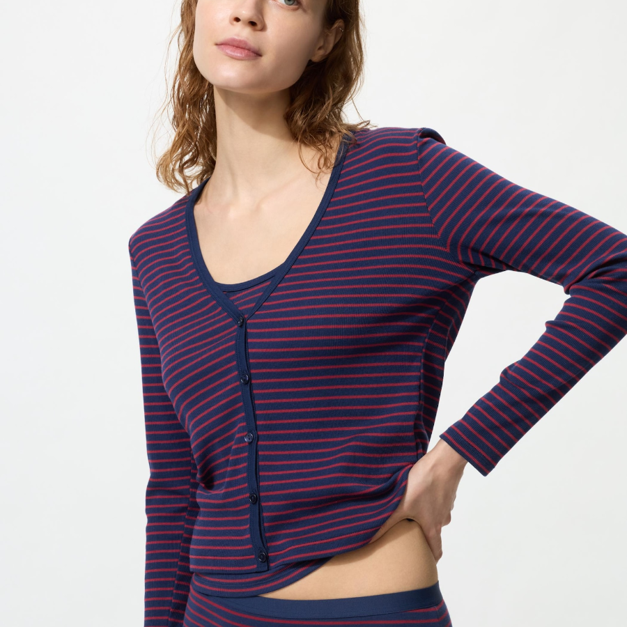 Uniqlo Кардиган в полоску с V-образным вырезом