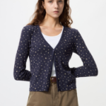 Uniqlo Кардиган в рубчик с V-образным вырезом и цветочным принтом