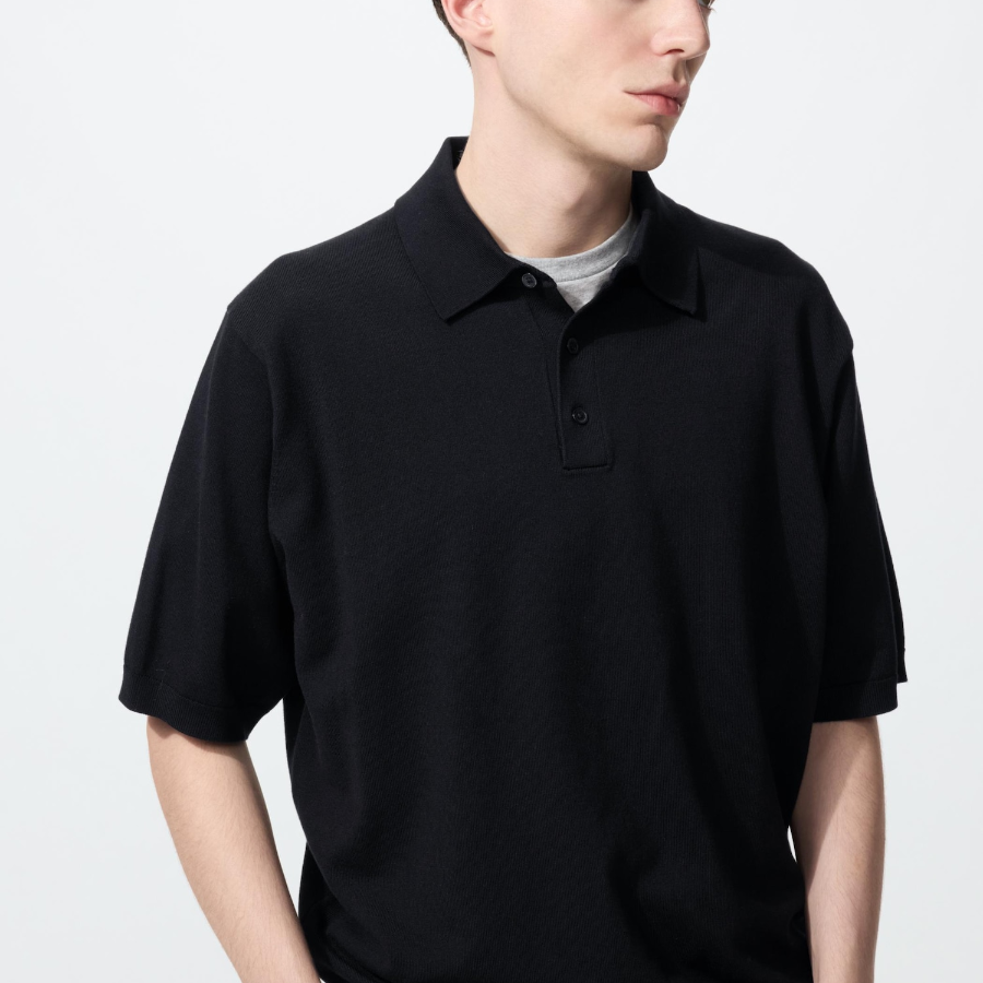 Uniqlo Трикотажный свитер-поло с коротким рукавом