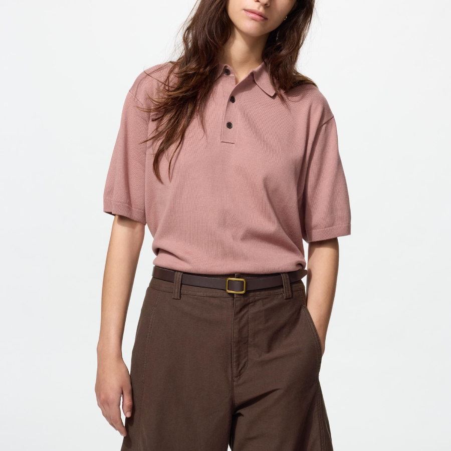 Uniqlo Трикотажный свитер-поло с коротким рукавом