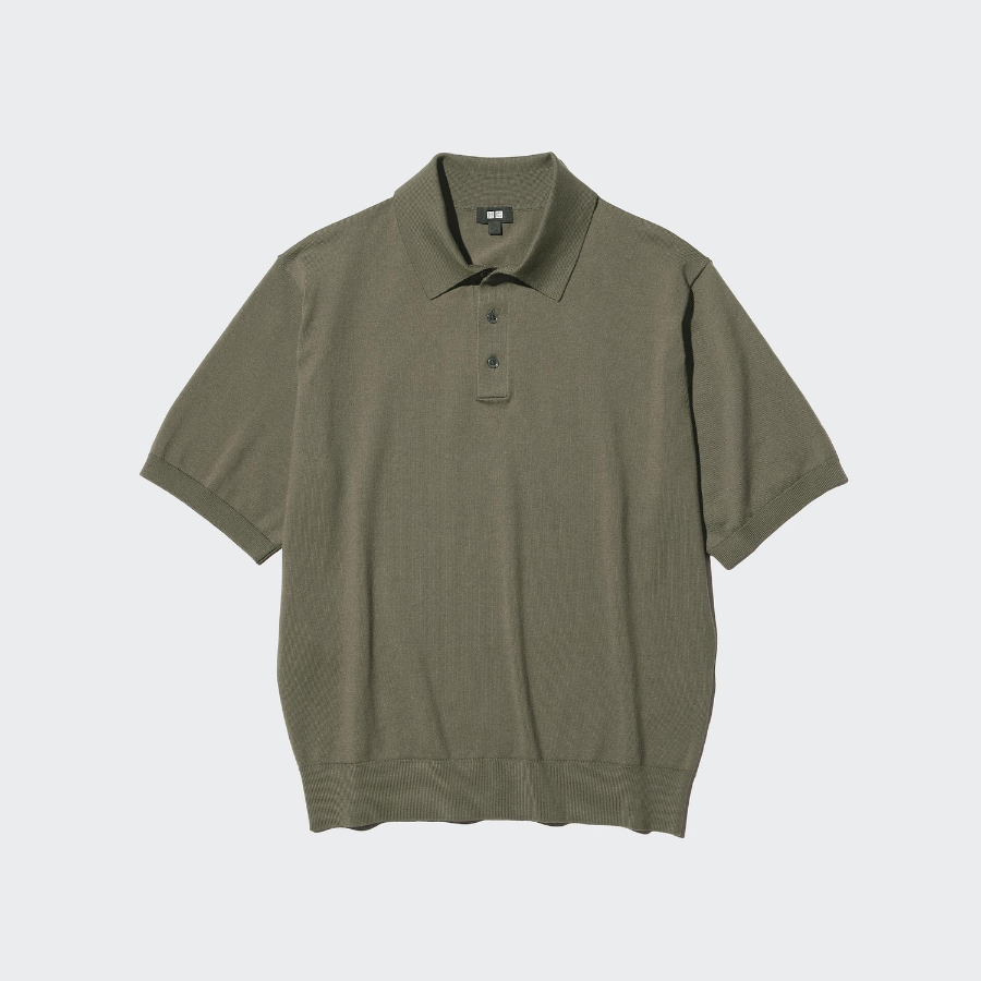 Uniqlo Трикотажный свитер-поло с коротким рукавом