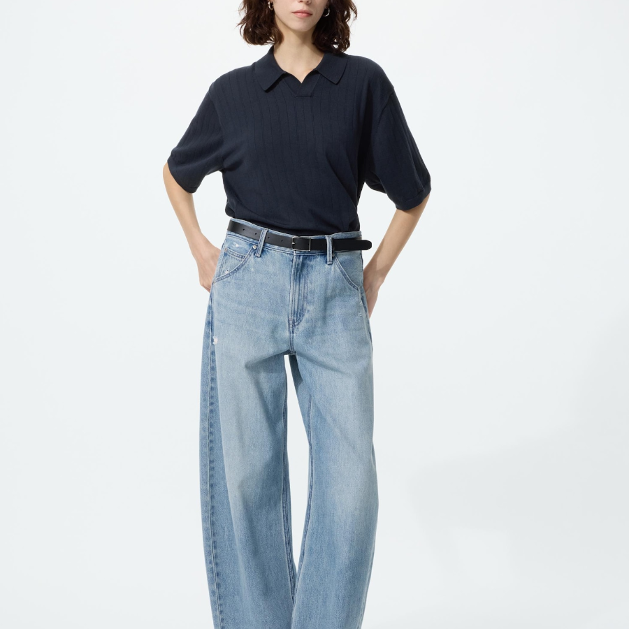 Uniqlo Трикотажный джемпер-поло с короткими рукавами