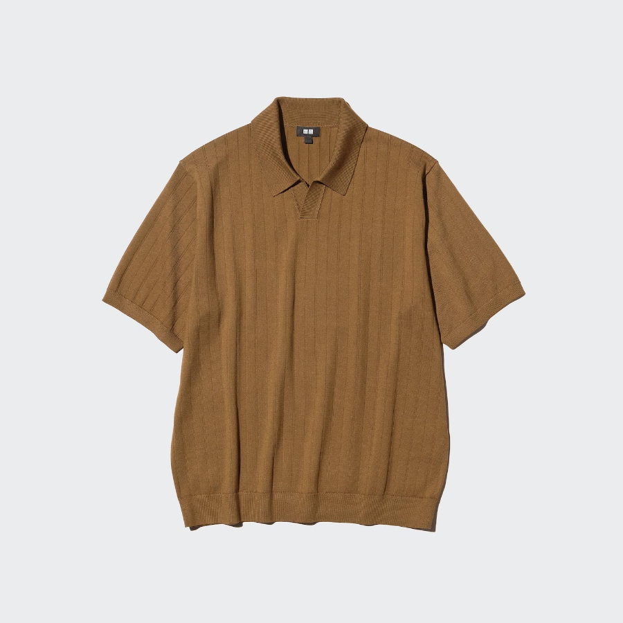 Uniqlo Трикотажный джемпер-поло с короткими рукавами