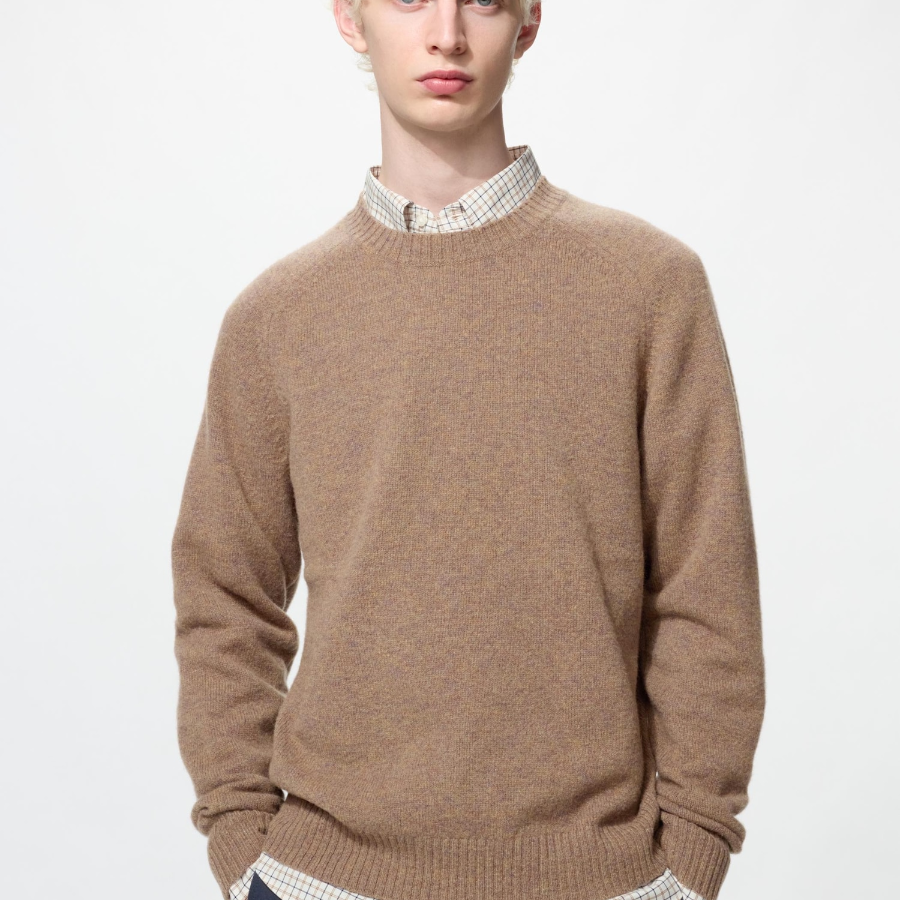 Uniqlo Свитер из шерсти ягнёнка с круглым вырезом