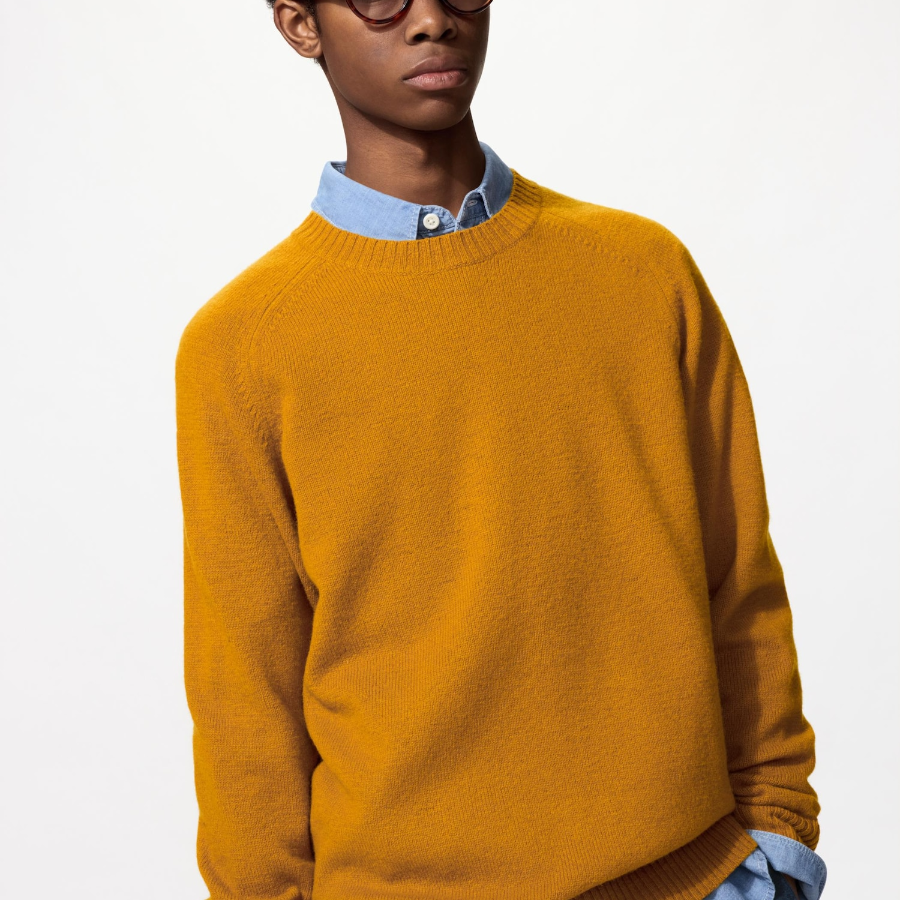 Uniqlo Свитер из шерсти ягнёнка с круглым вырезом