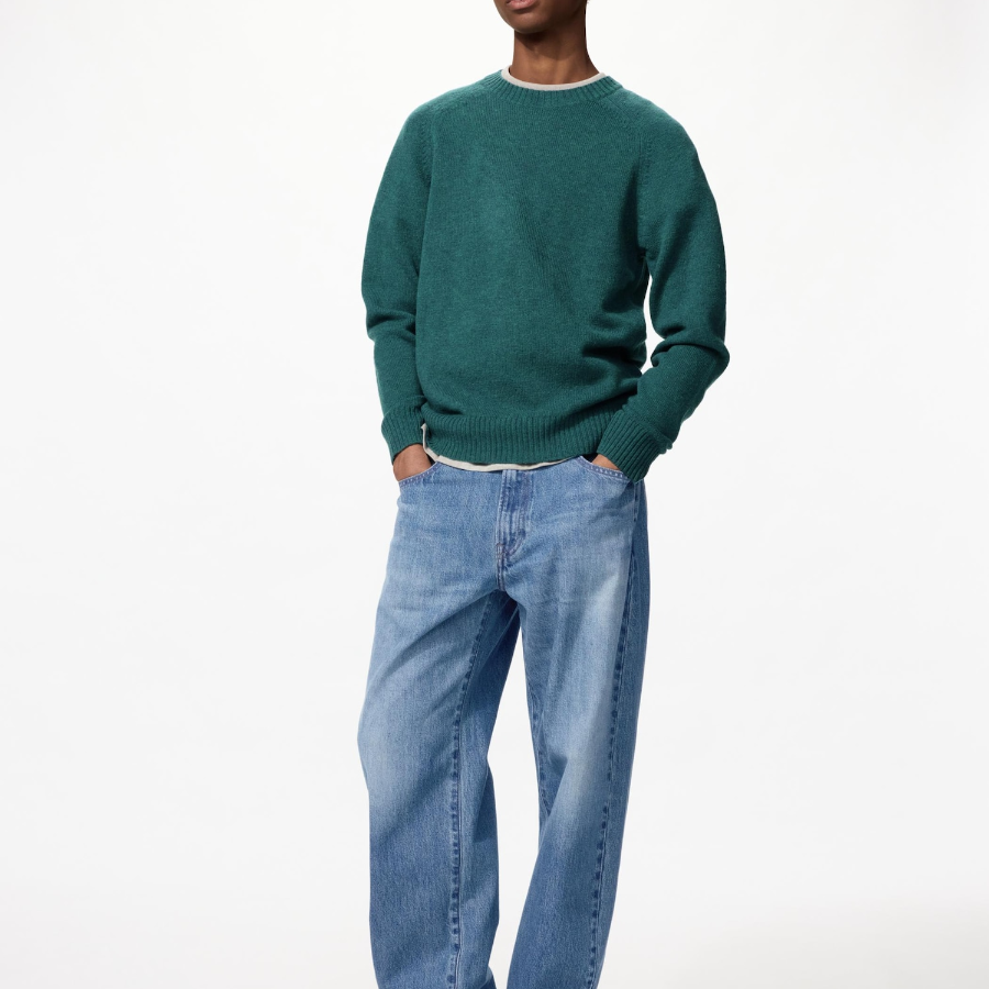 Uniqlo Свитер из шерсти ягнёнка с круглым вырезом