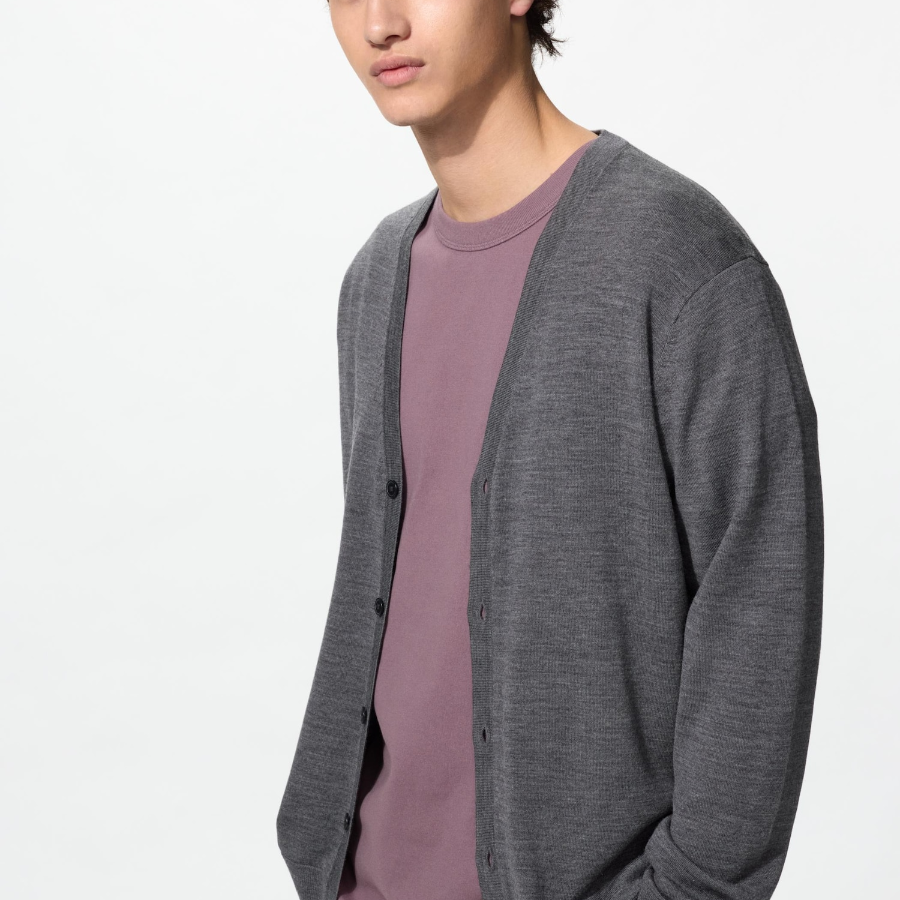 Uniqlo Кардиган из мериносовой шерсти с V-образным вырезом