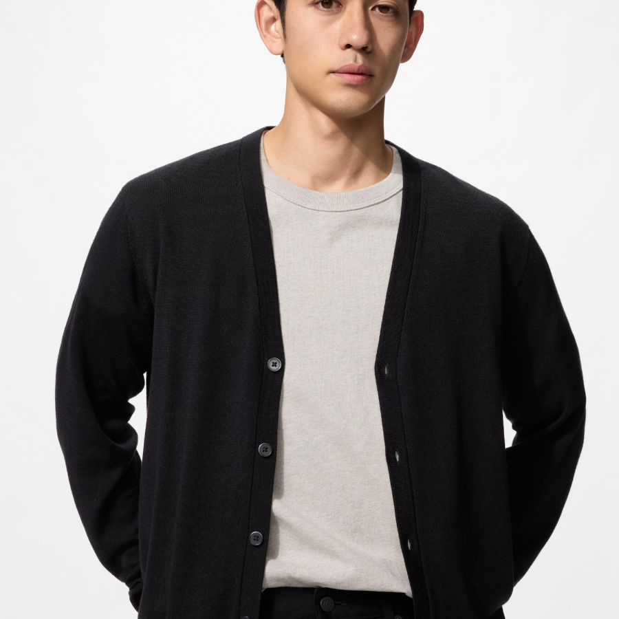 Uniqlo Кардиган из мериносовой шерсти с V-образным вырезом