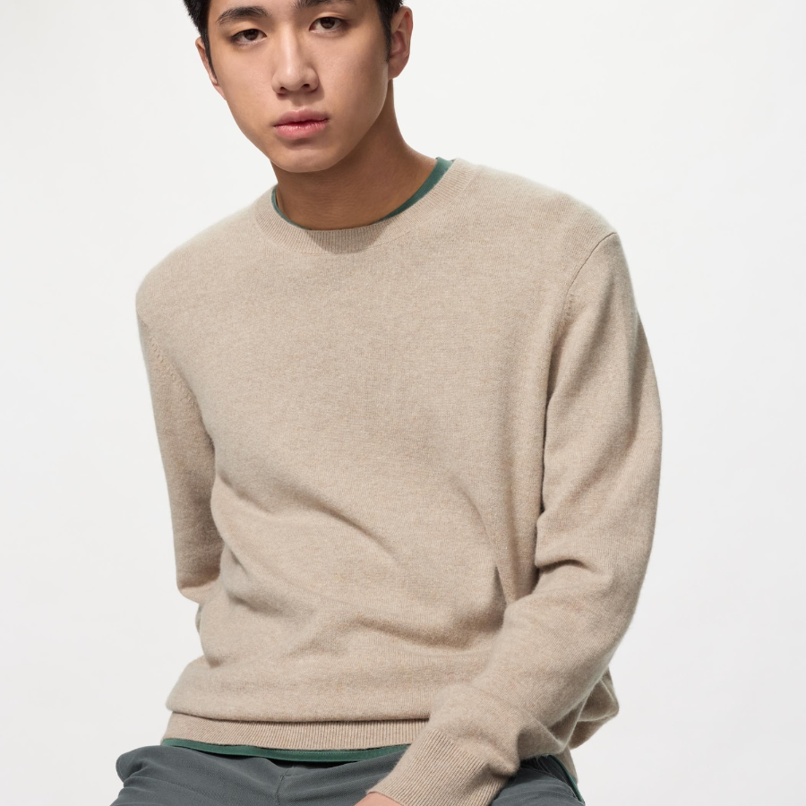 Uniqlo Кашемировый джемпер с круглым вырезом