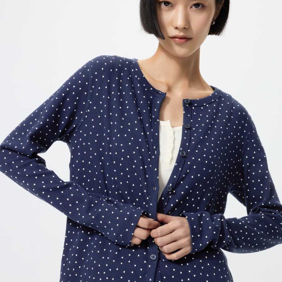 Uniqlo Кардиган из ажурного трикотажа с сердечками