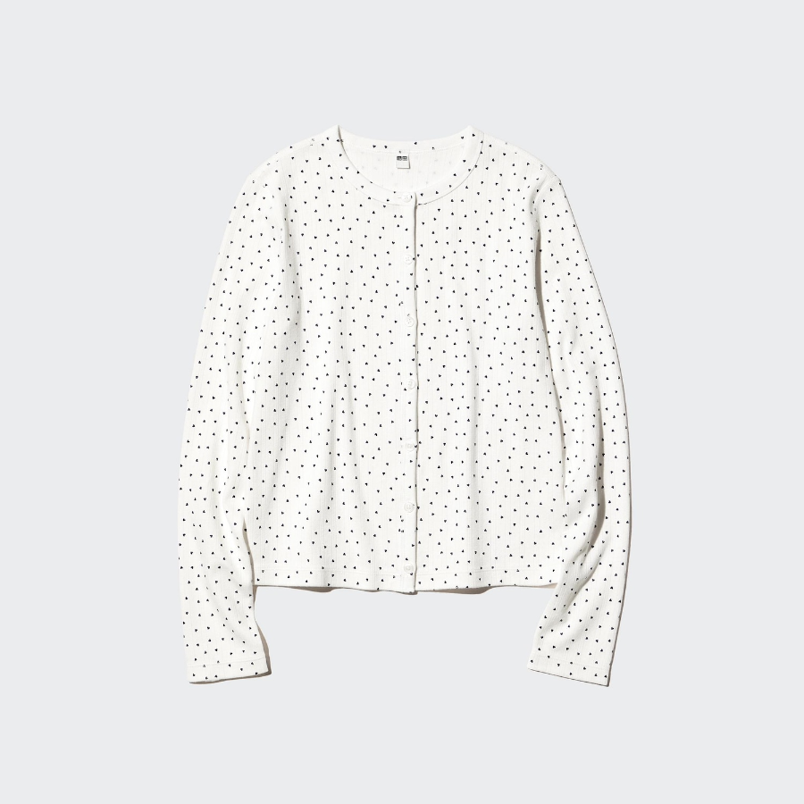 Uniqlo Кардиган из ажурного трикотажа с сердечками