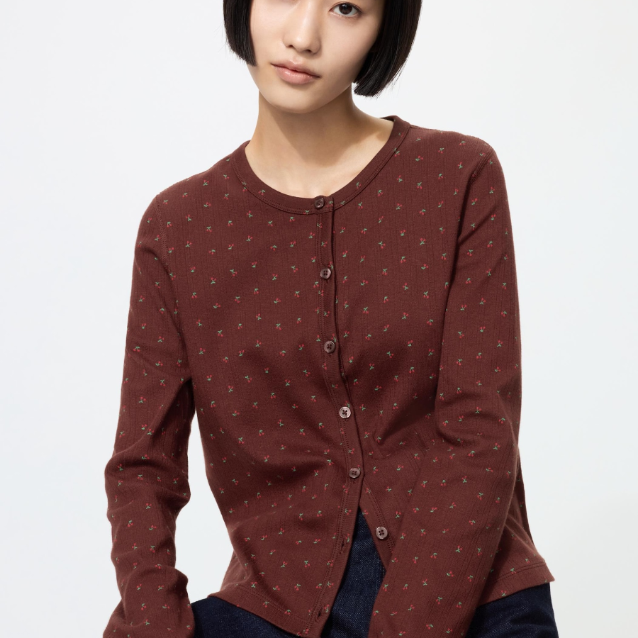 Uniqlo Кардиган с ажурным узором и принтом