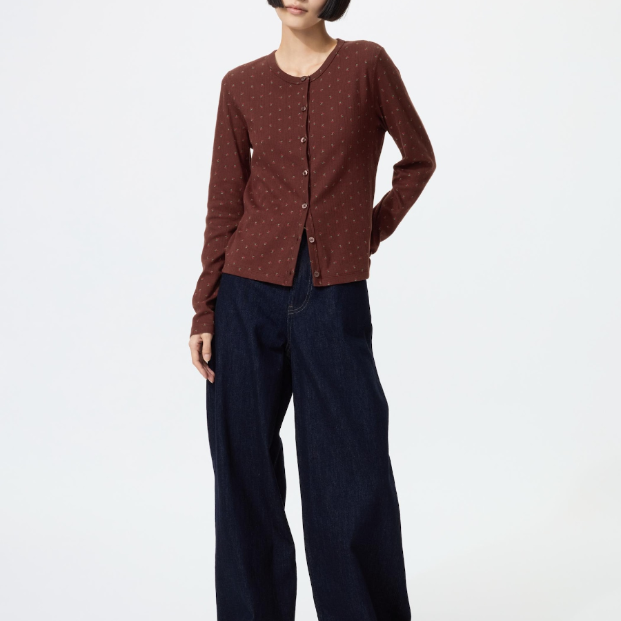 Uniqlo Кардиган с ажурным узором и принтом