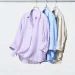 Uniqlo Рубашка из премиального льна с открытым воротом и рукавами 3/4