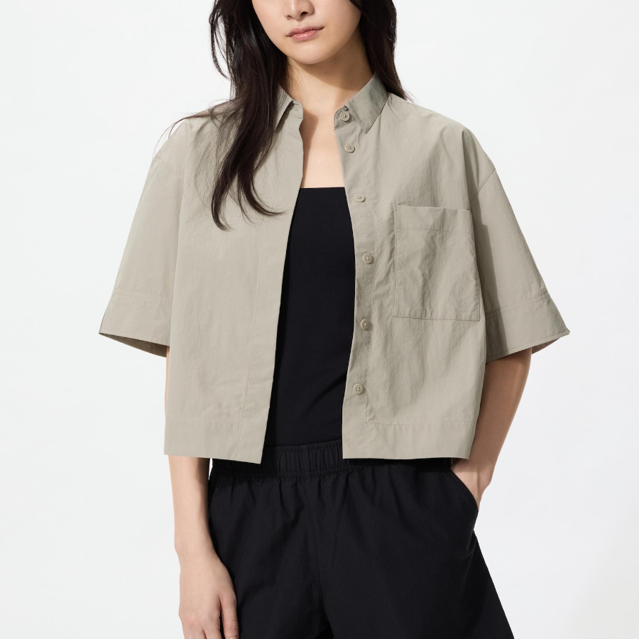 Uniqlo Нейлоновая рубашка свободного кроя с рукавами до локтя