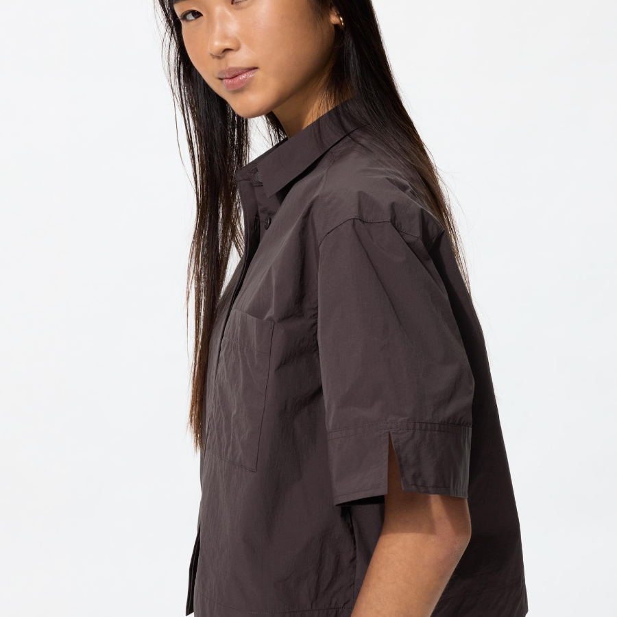 Uniqlo Нейлоновая рубашка свободного кроя с рукавами до локтя