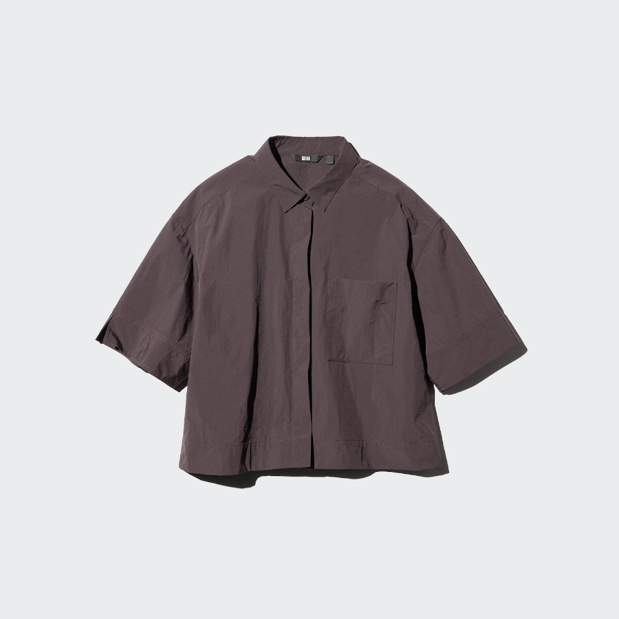 Uniqlo Нейлоновая рубашка свободного кроя с рукавами до локтя