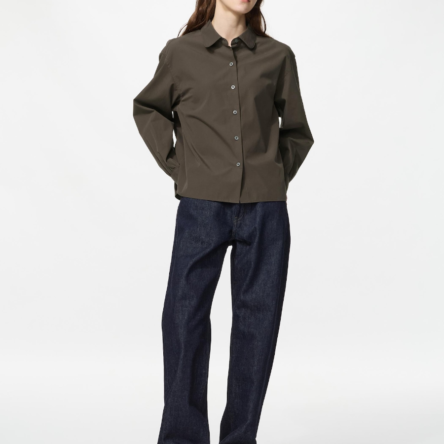 Uniqlo Хлопковая рубашка с объёмными рукавами