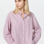 Uniqlo Хлопковая рубашка с объёмными рукавами в полоску