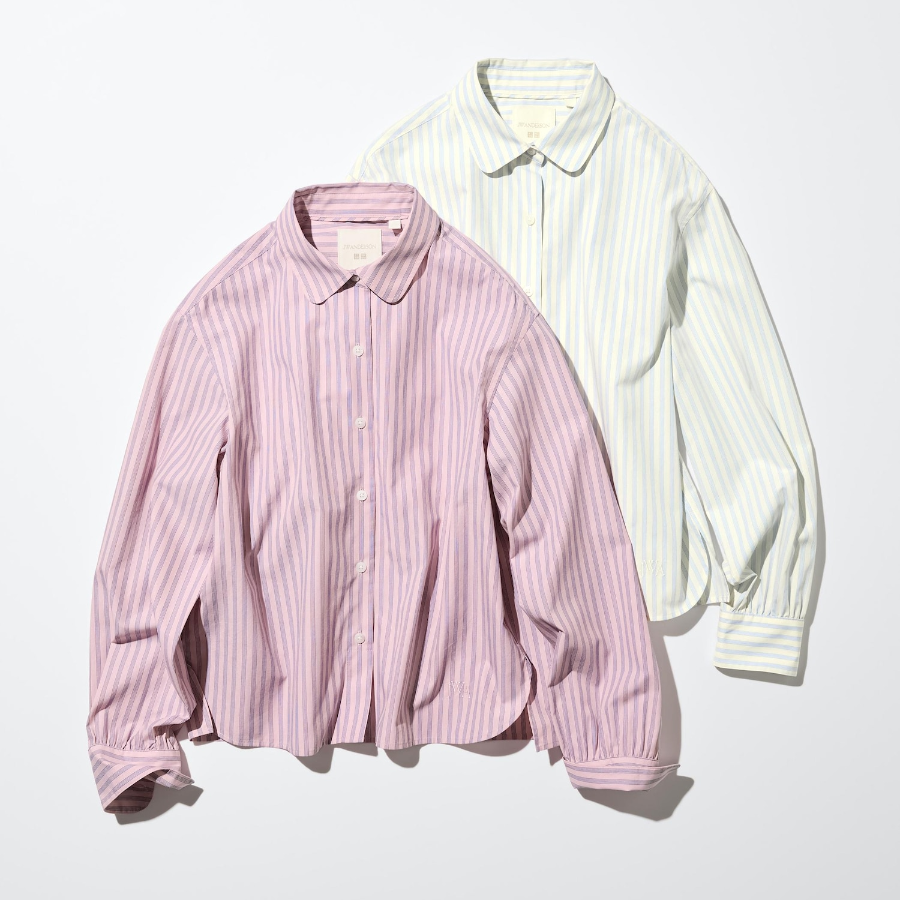 Uniqlo Хлопковая рубашка с объёмными рукавами в полоску