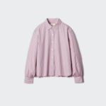 Uniqlo Хлопковая рубашка с объёмными рукавами в полоску