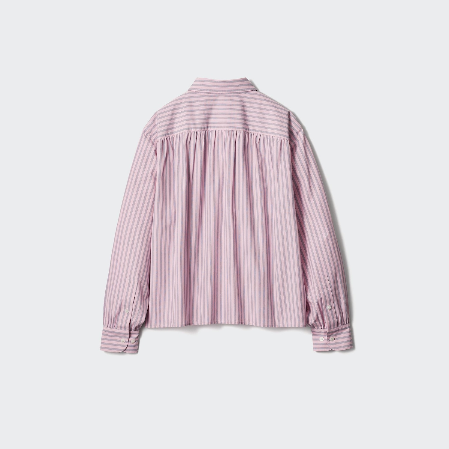 Uniqlo Хлопковая рубашка с объёмными рукавами в полоску
