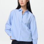 Uniqlo Хлопковая рубашка в полоску с объёмными рукавами