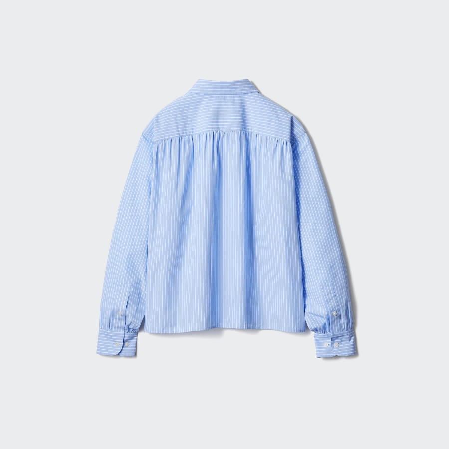 Uniqlo Хлопковая рубашка в полоску с объёмными рукавами