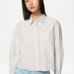 Uniqlo Полосатая оксфордская рубашка свободного кроя