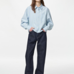 Uniqlo Полосатая оксфордская рубашка свободного кроя
