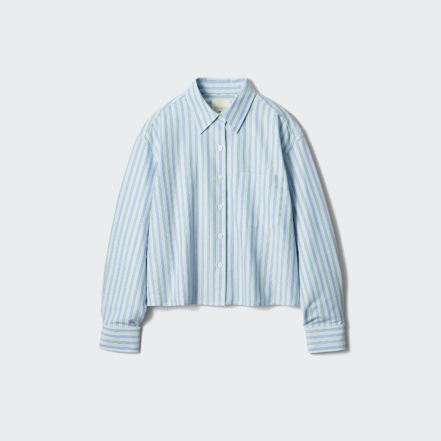 Uniqlo Полосатая оксфордская рубашка свободного кроя