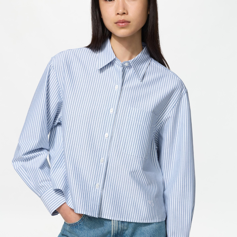 Uniqlo Полосатая оксфордская рубашка свободного кроя