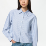 Uniqlo Полосатая оксфордская рубашка свободного кроя