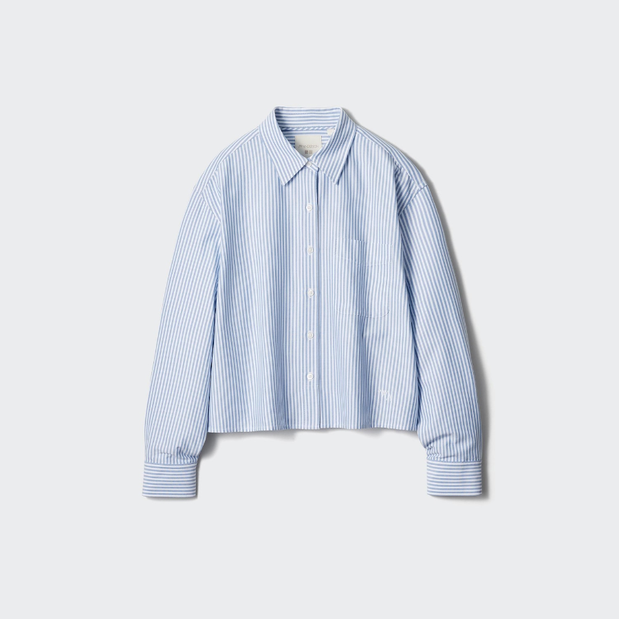 Uniqlo Полосатая оксфордская рубашка свободного кроя