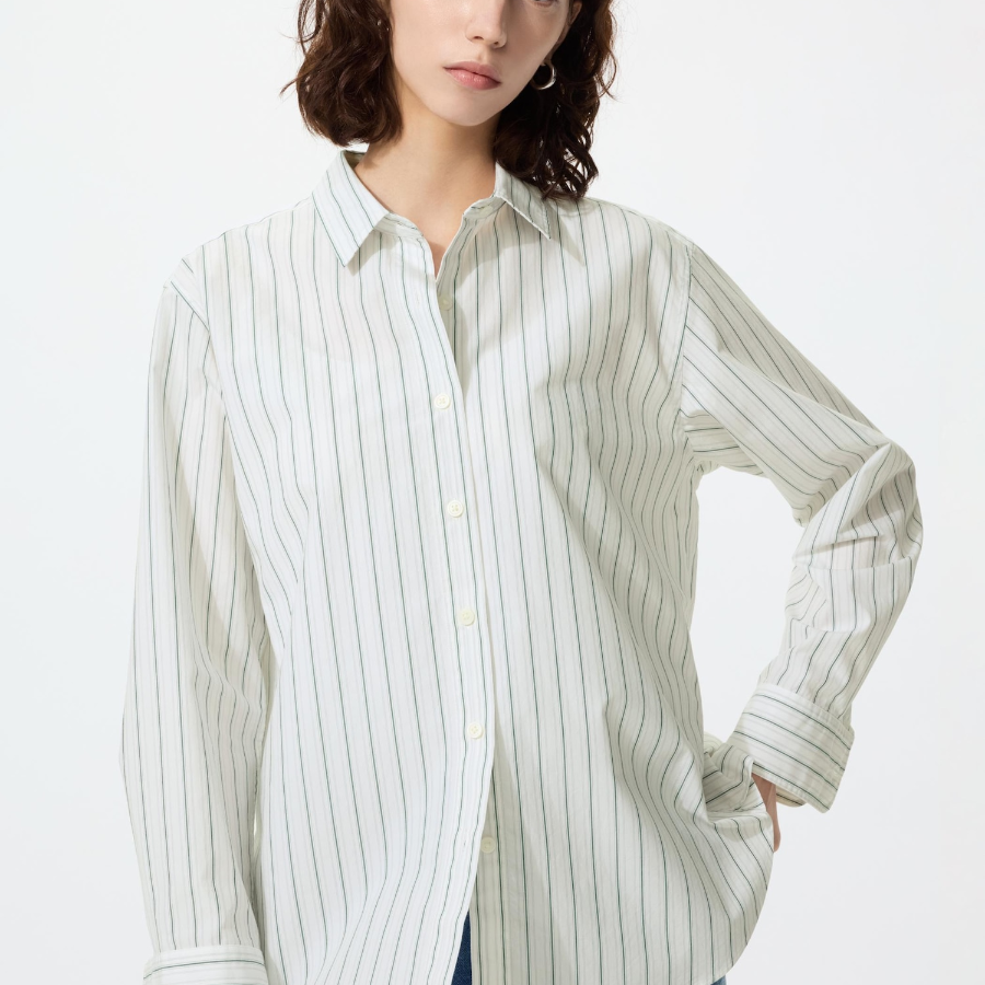 Uniqlo Хлопковая рубашка в полоску