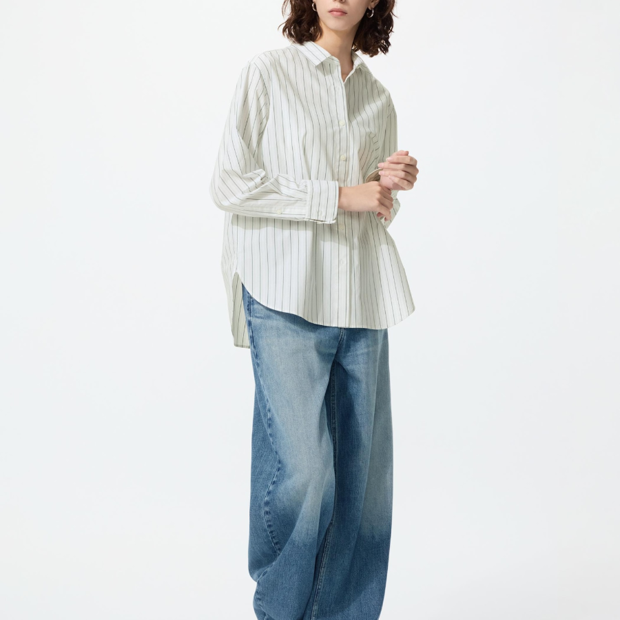 Uniqlo Хлопковая рубашка в полоску