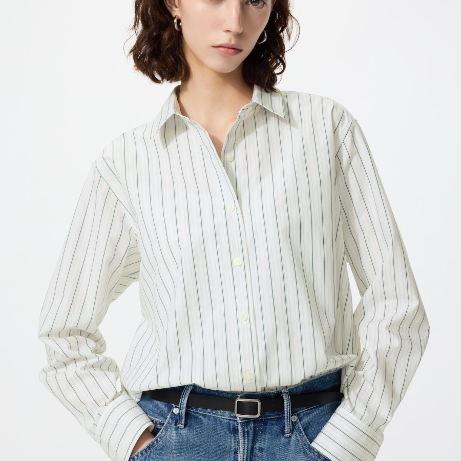 Uniqlo Хлопковая рубашка в полоску